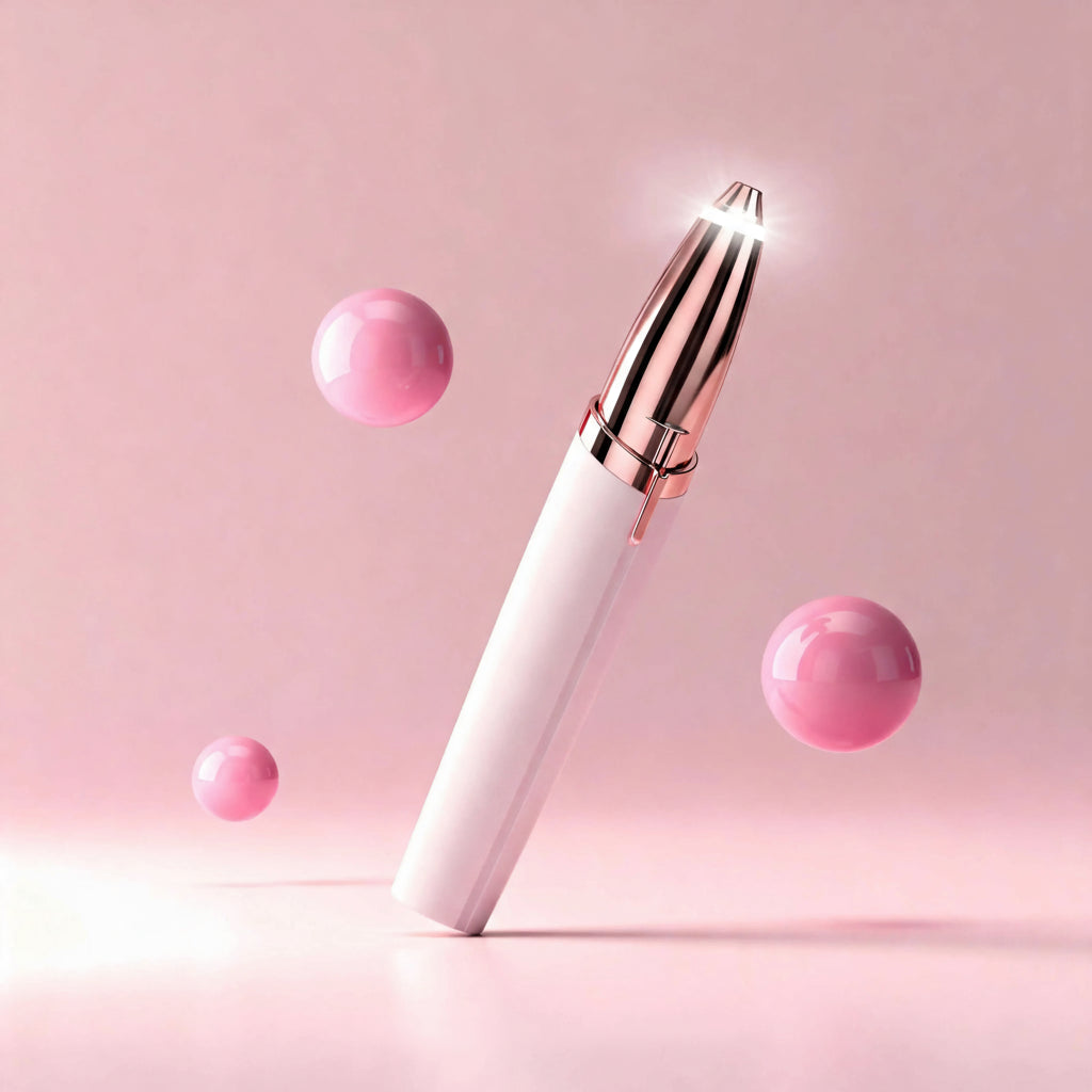 Pink beauty device with pink spheres on a pink background, featuring the brand 'FLAWLESS'.