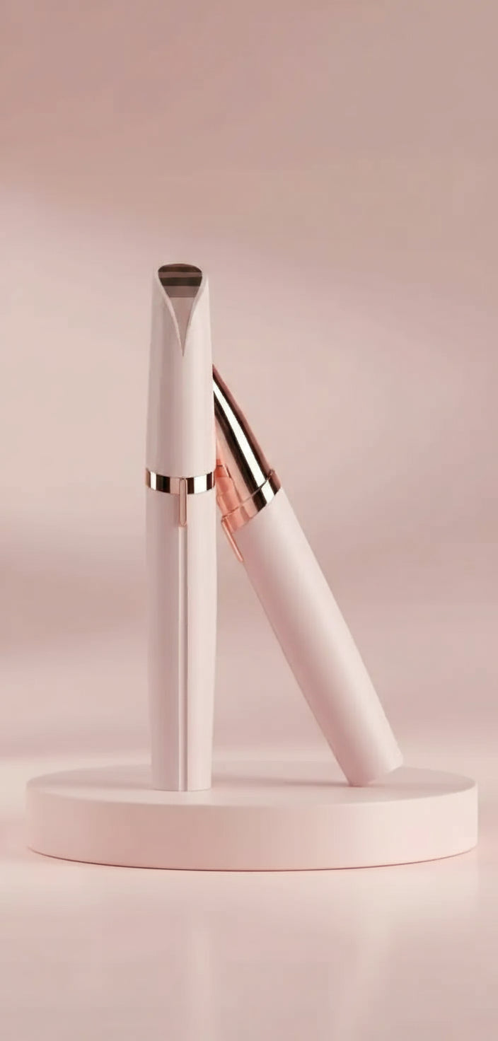 White electronic device on a pink stand with a pink background