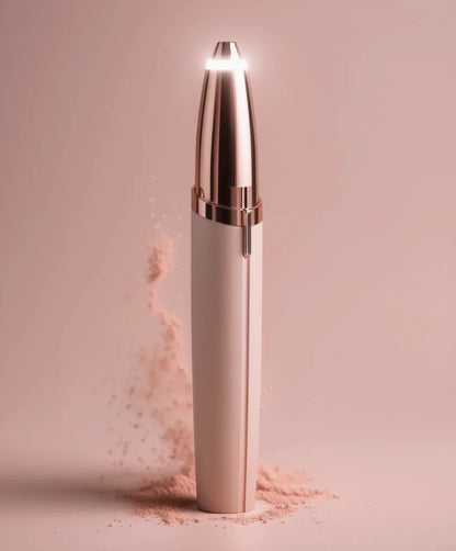 Beauty device with rose gold top and white body on a pink background